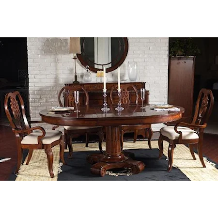 Dining Chairs and Round Pedestal Table Set